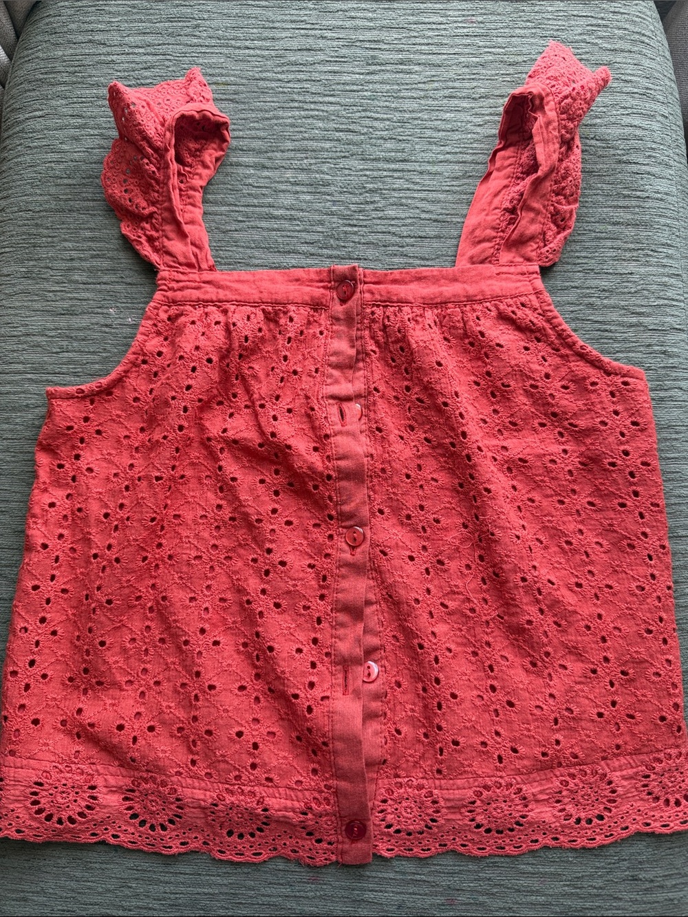 Urban Girl Eyelet Button-Front Tank Top in Burnt Orange Color.